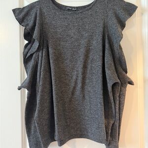 Zara Charcoal Ruffle Sleeve Blouse